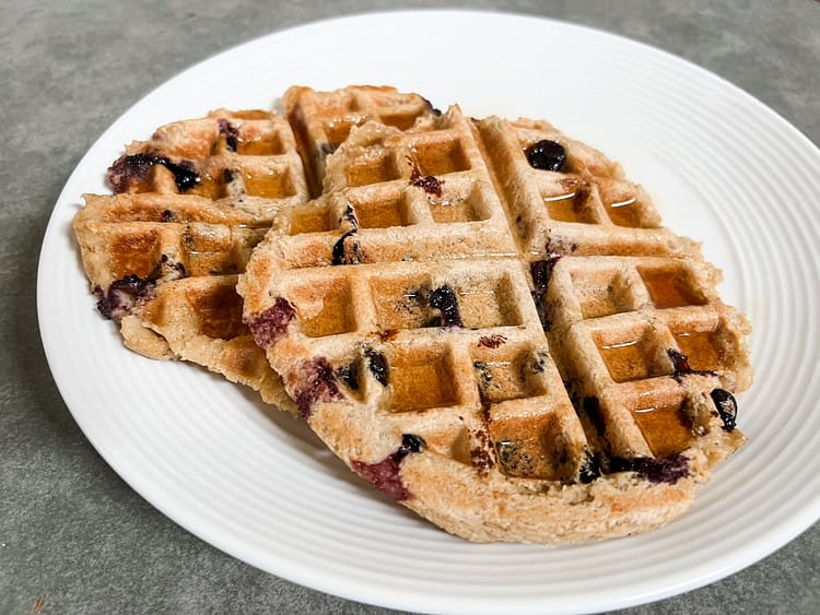 healthy blueberry oat waffles